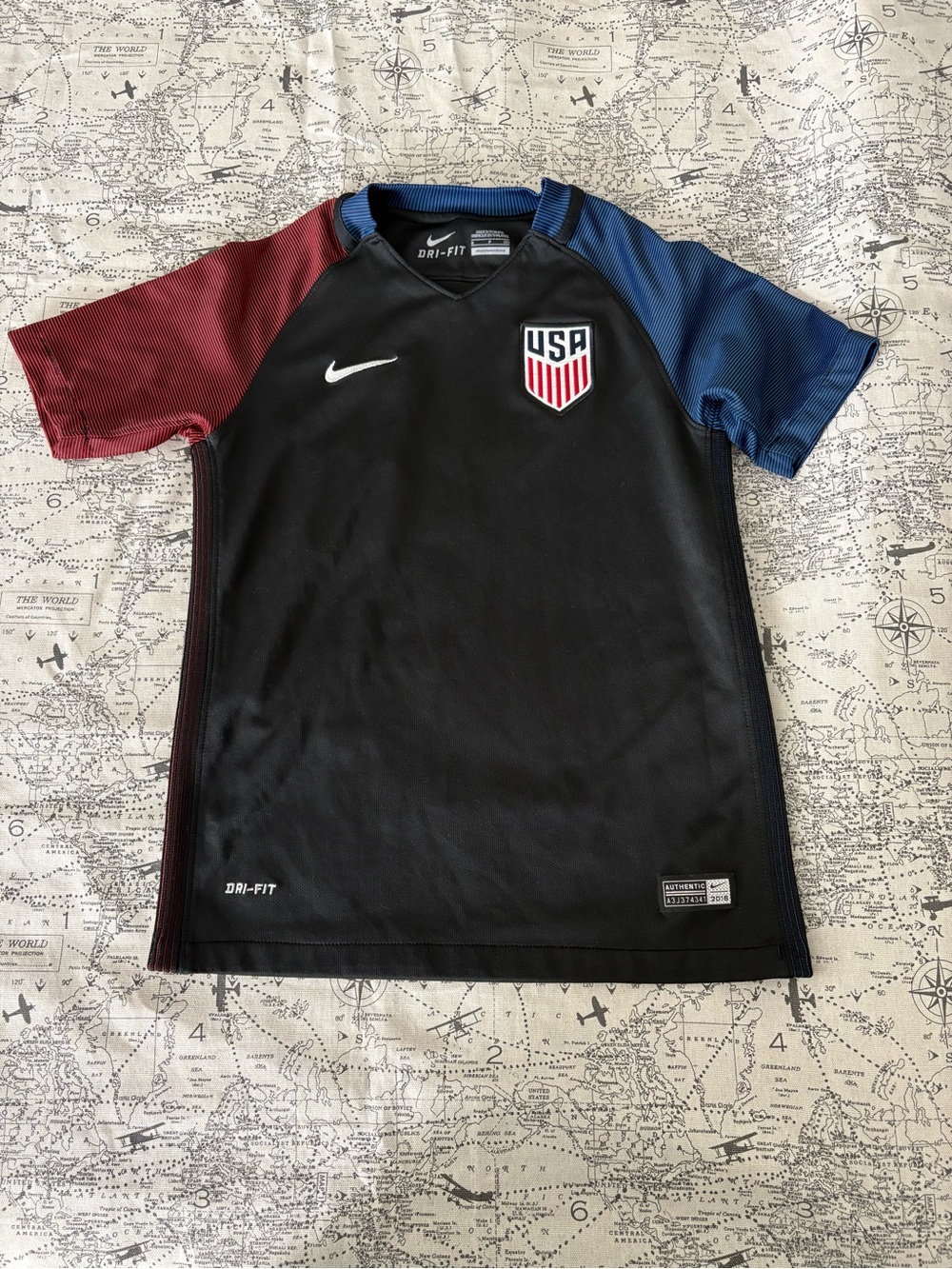 Nike Kids USA Soccer Jersey - Black with Red & Blue Sleeves